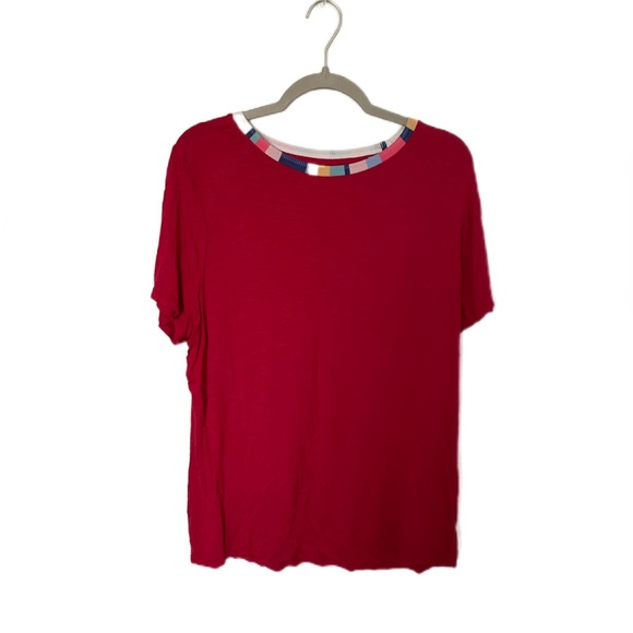 Lane Bryant Tops - Woman’s Red Lane Bryant Shirt with Multi Colored Collar.  Size 14/16.